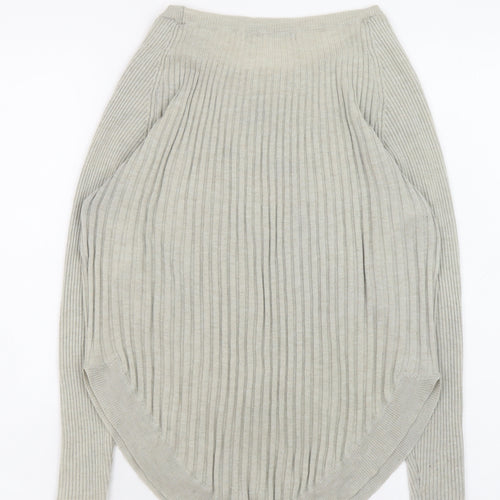 ONLY Women’s Grey Ribbed Knit Long Sleeve Pullover Jumper M