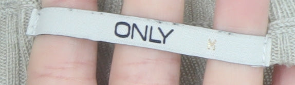 ONLY Women’s Grey Ribbed Knit Long Sleeve Pullover Jumper M