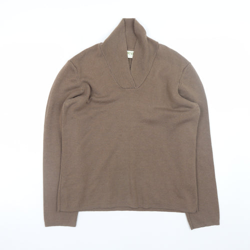 Orvis Women Brown Merino Wool Pullover Jumper M Long Sleeve Knit