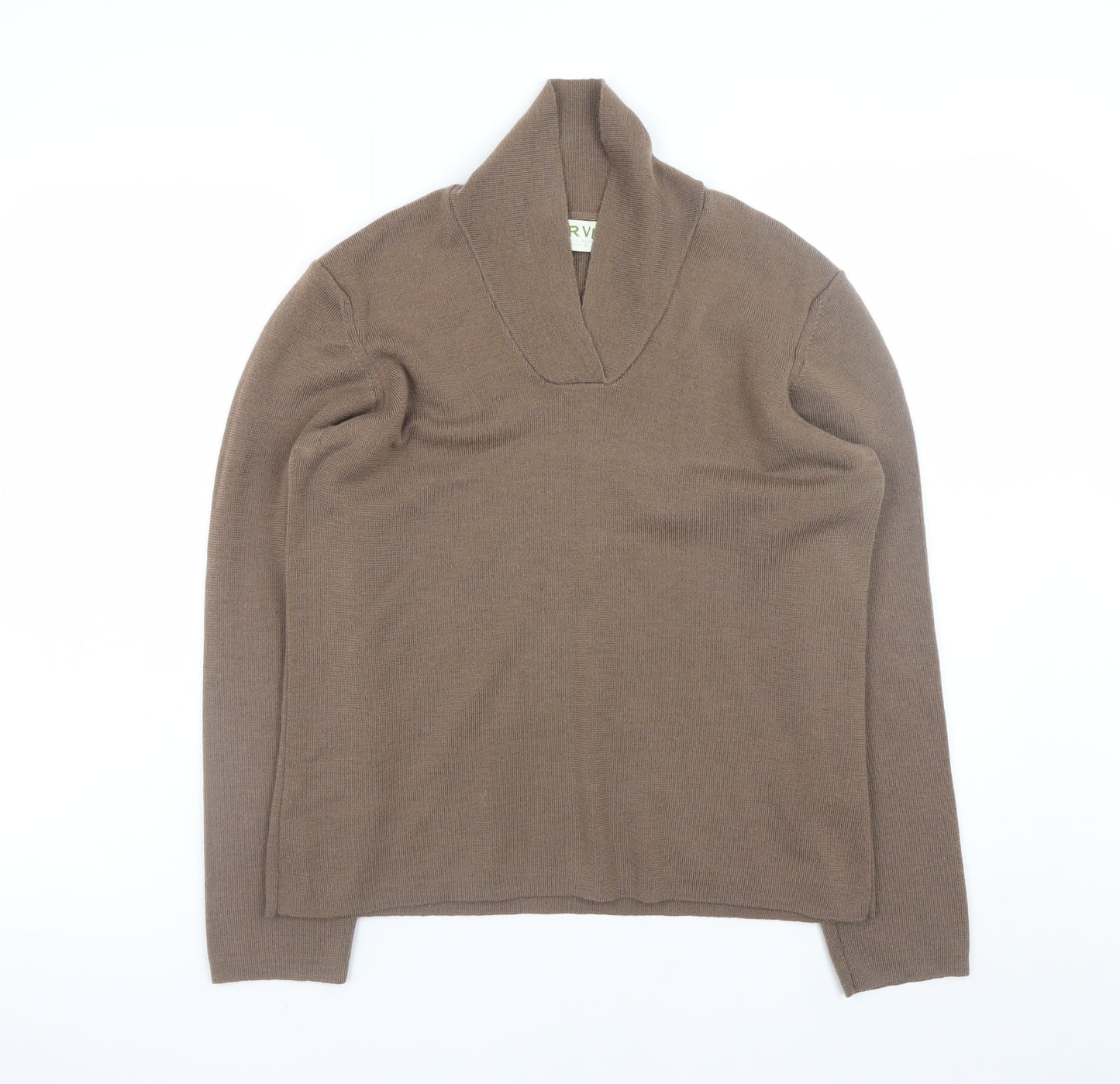 Orvis Women Brown Merino Wool Pullover Jumper M Long Sleeve Knit