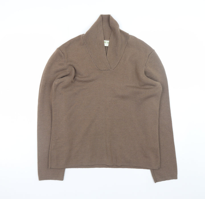 Orvis Women Brown Merino Wool Pullover Jumper M Long Sleeve Knit