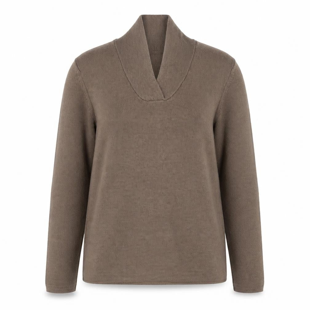 Front view of Orvis Women Brown Merino Wool jumper M Long Sleeve Knit
