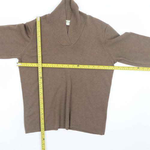 Orvis Women Brown Merino Wool Pullover Jumper M Long Sleeve Knit
