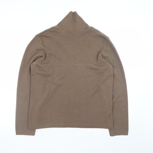 Orvis Women Brown Merino Wool Pullover Jumper M Long Sleeve Knit