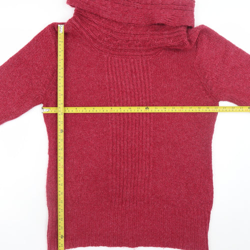 M&Co Women’s Red Roll Neck Acrylic Jumper Size 14