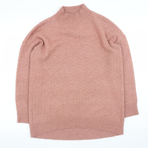Fat Face Women's Pink Mock Neck Knit Pullover Jumper Size 8