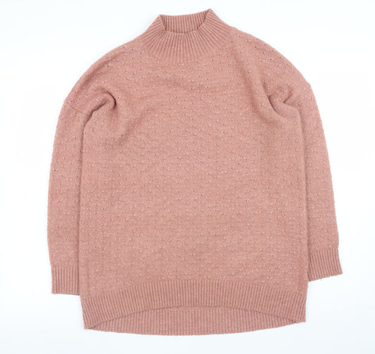 Fat Face Women's Pink Mock Neck Knit Pullover Jumper Size 8