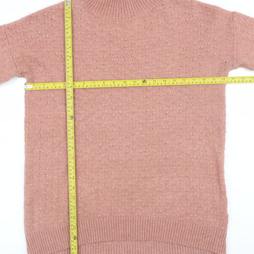 Fat Face Women's Pink Mock Neck Knit Pullover Jumper Size 8