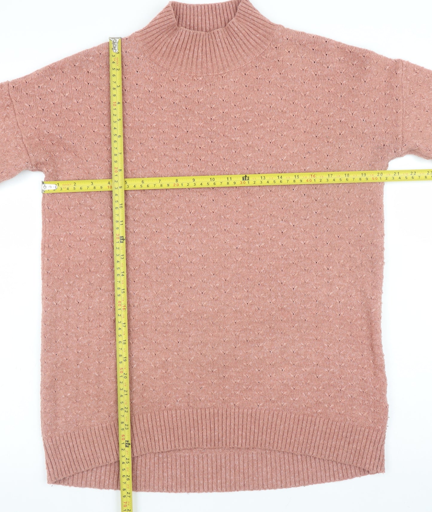 Fat Face Women's Pink Mock Neck Knit Pullover Jumper Size 8
