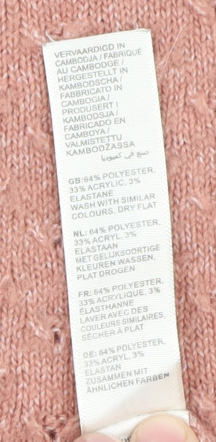 Fat Face Women's Pink Mock Neck Knit Pullover Jumper Size 8