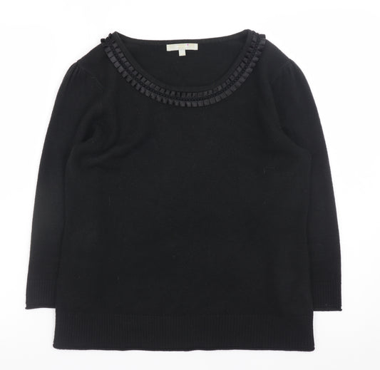 Marks and Spencer Per Una Womens Black Size 12 Round Neck Knit Jumper
