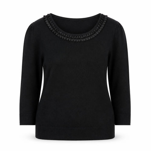Marks and Spencer Per Una Womens Black Size 12 Round Neck Knit Jumper