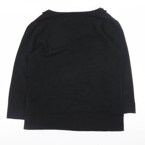 Marks and Spencer Per Una Womens Black Size 12 Round Neck Knit Jumper