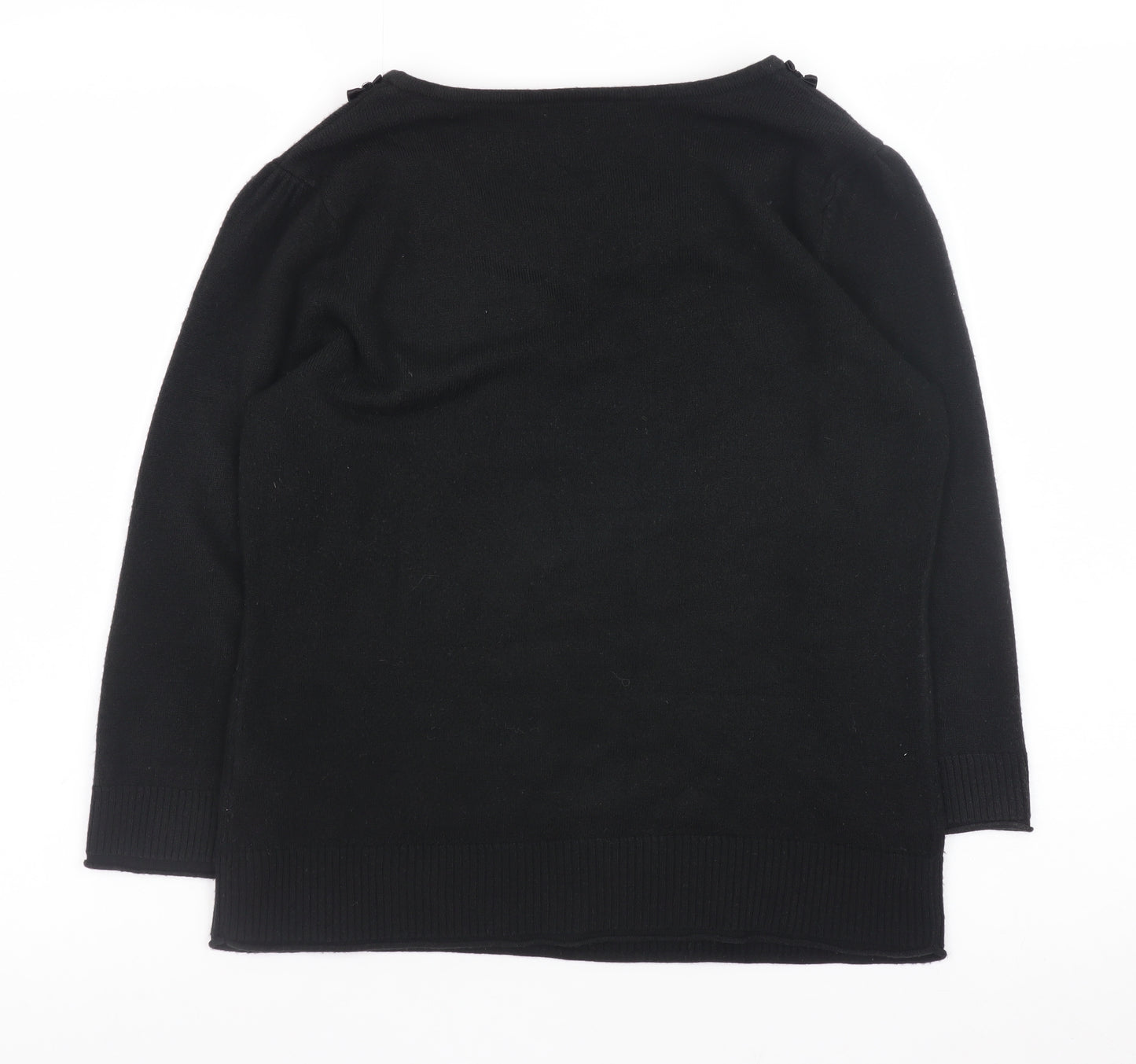 Marks and Spencer Per Una Womens Black Size 12 Round Neck Knit Jumper