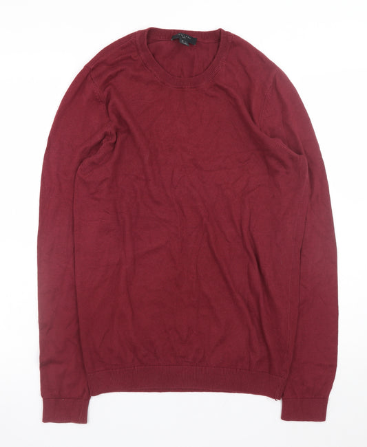 New Look Men Red Cotton Crew Neck Pullover Jumper Size S