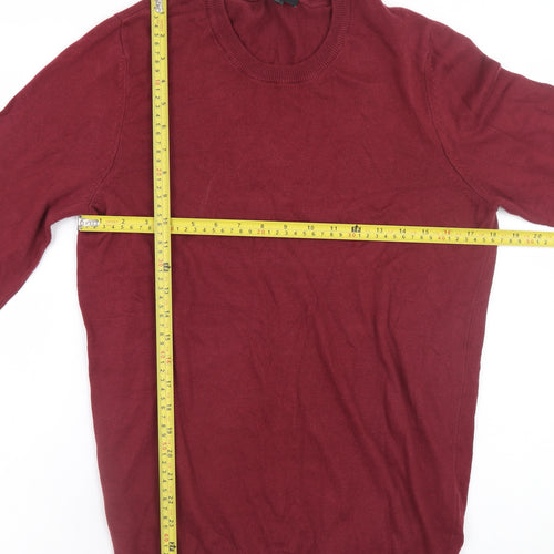 New Look Men Red Cotton Crew Neck Pullover Jumper Size S