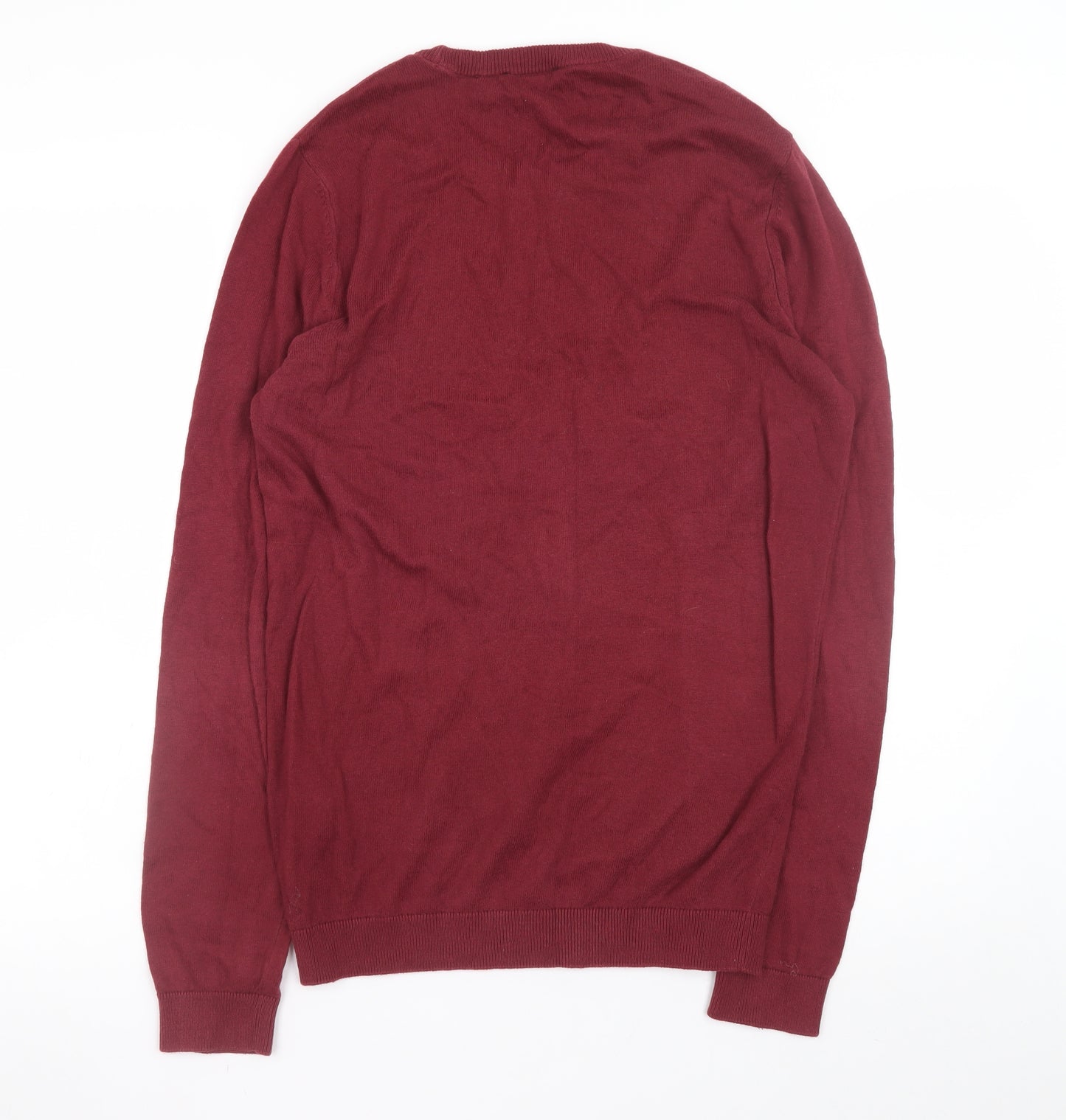 New Look Men Red Cotton Crew Neck Pullover Jumper Size S