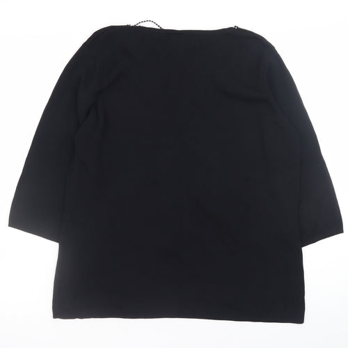 SKY Women’s Black Beaded V-Neck Pullover Jumper Size 4