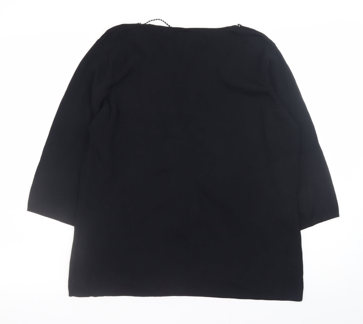 SKY Women’s Black Beaded V-Neck Pullover Jumper Size 4