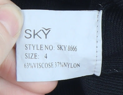 SKY Women’s Black Beaded V-Neck Pullover Jumper Size 4