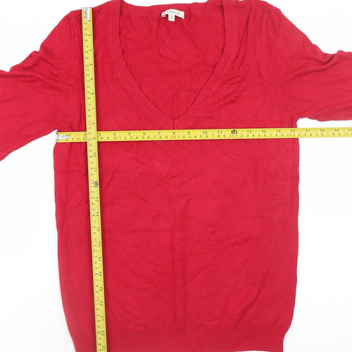 Kettlewell Men's Red V-Neck Slim Fit Pullover Jumper Size M