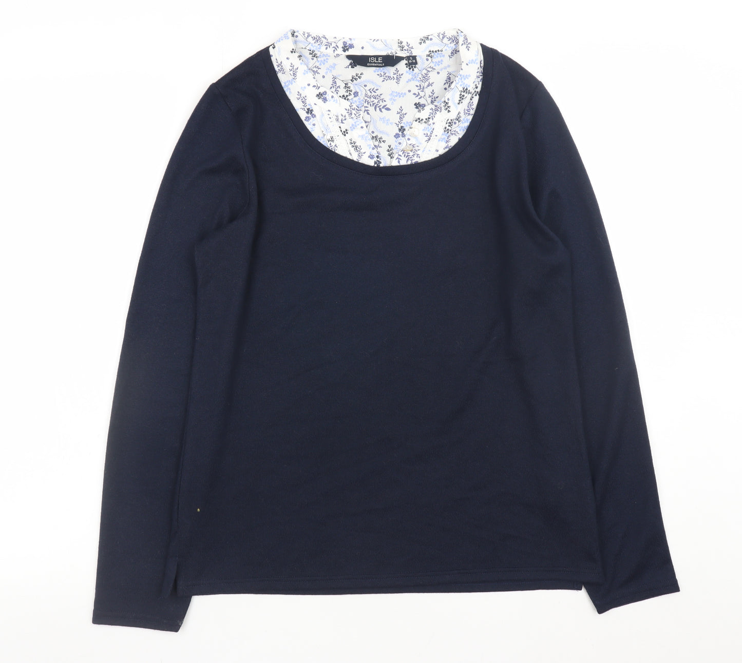 ISLE Essentials Women's Navy Blue Scoop Neck Pullover Jumper Size 10-12