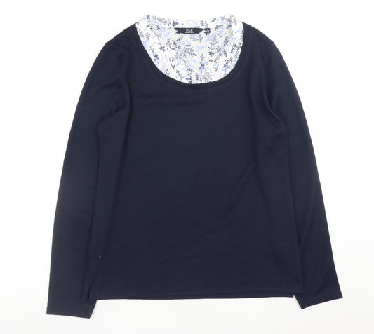 ISLE Essentials Women's Navy Blue Scoop Neck Pullover Jumper Size 10-12
