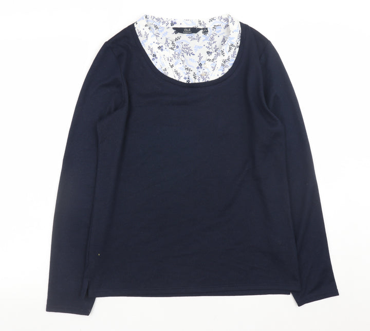 ISLE Essentials Women's Navy Blue Scoop Neck Pullover Jumper Size 10-12