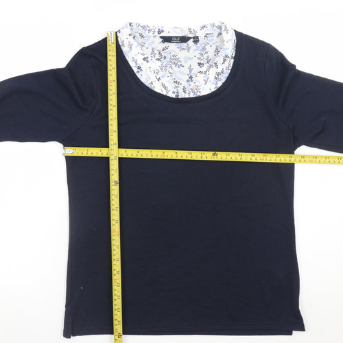 ISLE Essentials Women's Navy Blue Scoop Neck Pullover Jumper Size 10-12