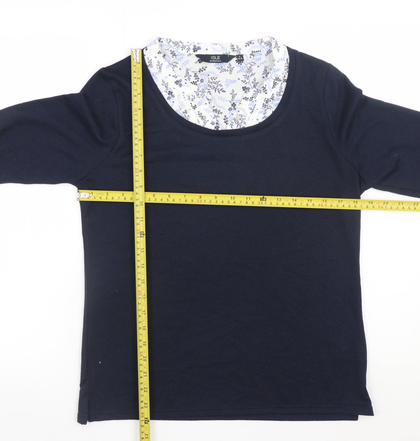 ISLE Essentials Women's Navy Blue Scoop Neck Pullover Jumper Size 10-12