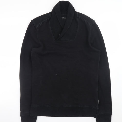 Ted Baker Men's Black Shawl Collar Cotton Blend Jumper Size M