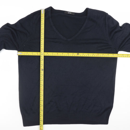 Marks and Spencer Mens Blue V-Neck Acrylic Jumper Size M