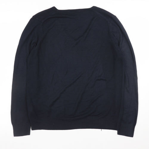 Marks and Spencer Mens Blue V-Neck Acrylic Jumper Size M