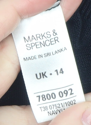 Marks and Spencer Mens Blue V-Neck Acrylic Jumper Size M