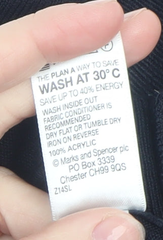 Marks and Spencer Mens Blue V-Neck Acrylic Jumper Size M