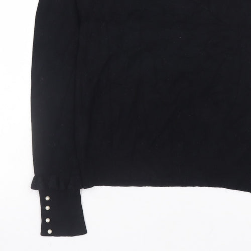 Zara Men Black Knit Pullover Jumper Size M Crew Neck Long Sleeve