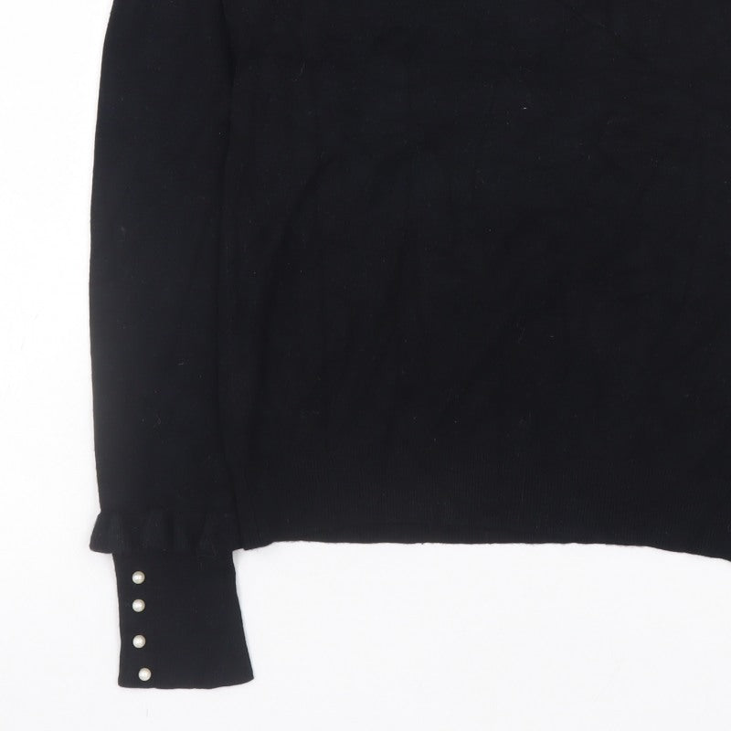 Zara Men Black Knit Pullover Jumper Size M Crew Neck Long Sleeve