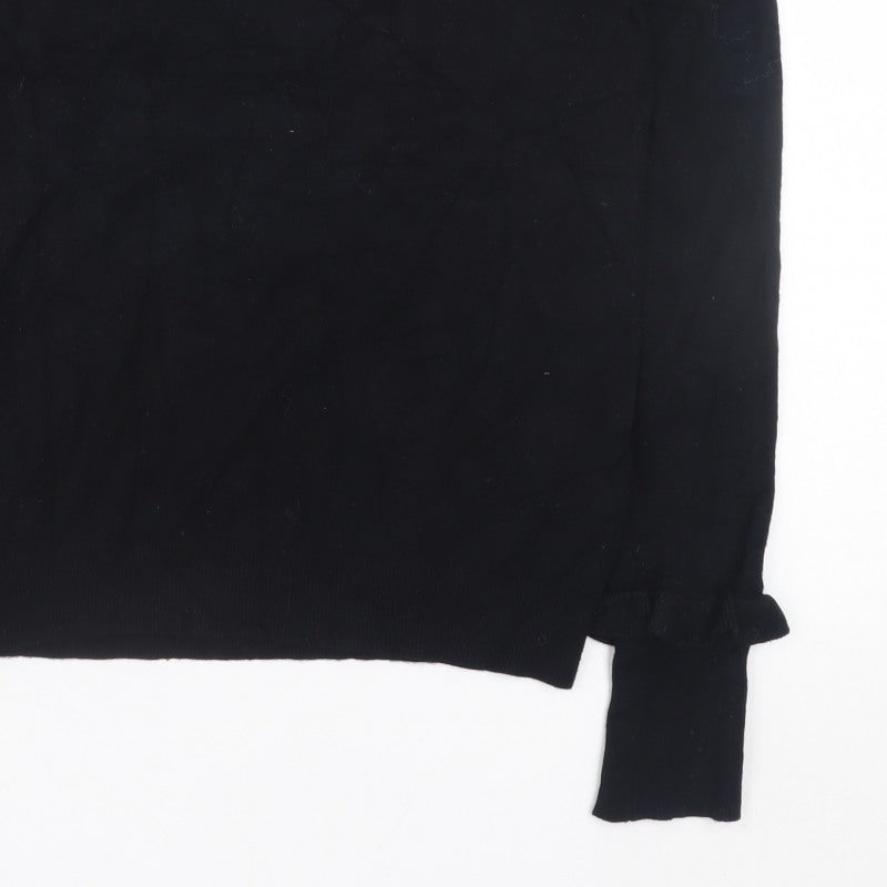 Zara Men Black Knit Pullover Jumper Size M Crew Neck Long Sleeve