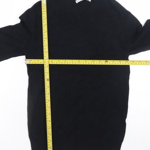 Zara Men Black Knit Pullover Jumper Size M Crew Neck Long Sleeve