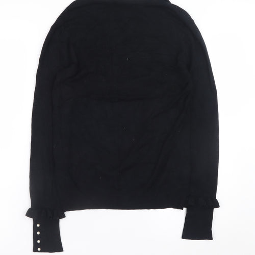 Zara Men Black Knit Pullover Jumper Size M Crew Neck Long Sleeve