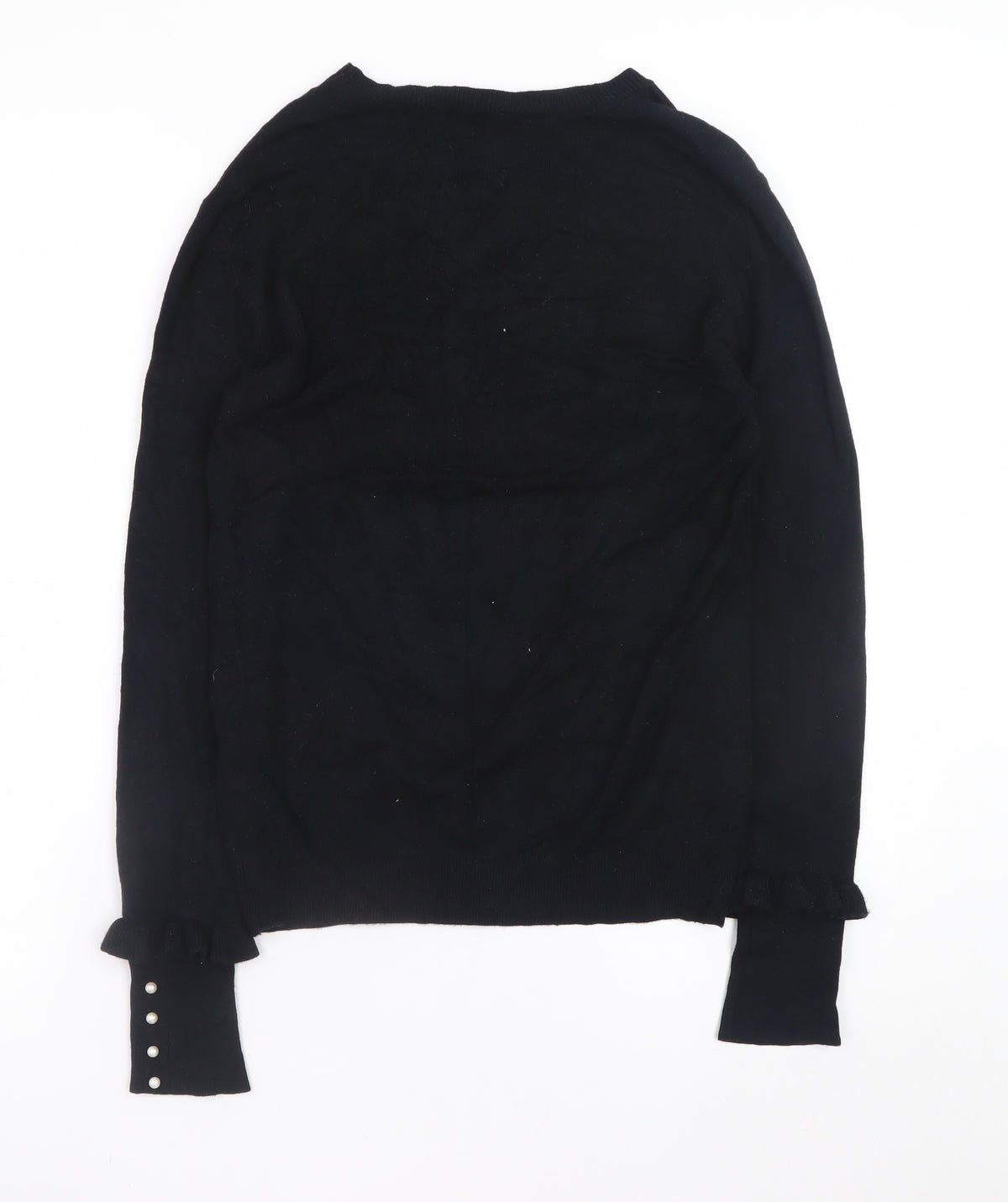 Zara Men Black Knit Pullover Jumper Size M Crew Neck Long Sleeve