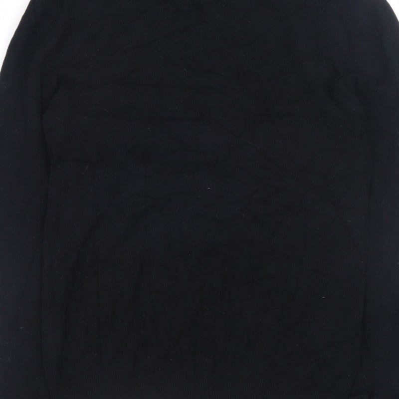 Zara Men Black Knit Pullover Jumper Size M Crew Neck Long Sleeve