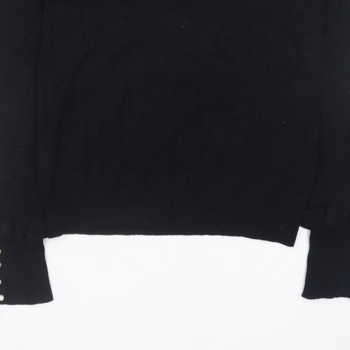 Zara Men Black Knit Pullover Jumper Size M Crew Neck Long Sleeve