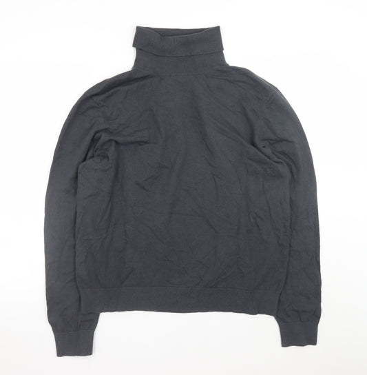 Marks and Spencer Men's Black Roll Neck Cotton Wool Pullover Jumper XL