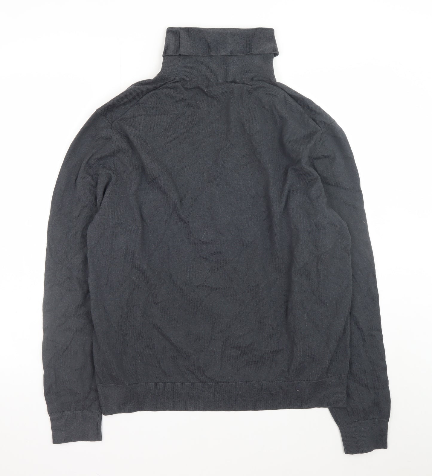 Marks and Spencer Men's Black Roll Neck Cotton Wool Pullover Jumper XL