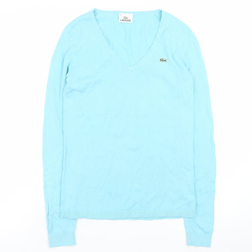 Lacoste Men Blue V-Neck Cotton Pullover Jumper Size S