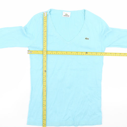 Lacoste Men Blue V-Neck Cotton Pullover Jumper Size S