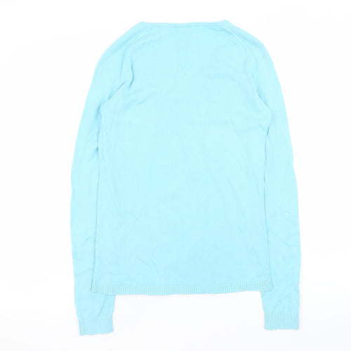Lacoste Men Blue V-Neck Cotton Pullover Jumper Size S