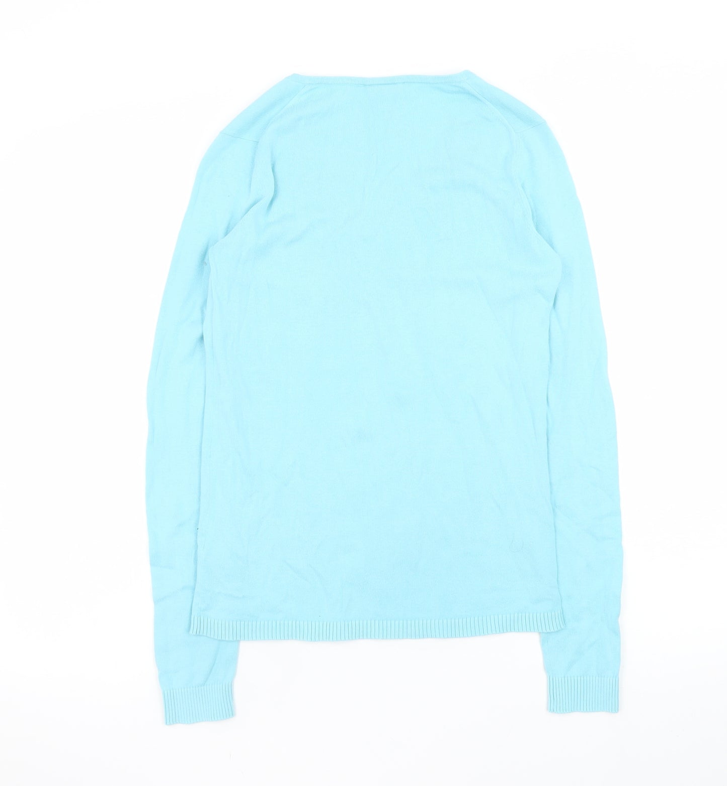 Lacoste Men Blue V-Neck Cotton Pullover Jumper Size S