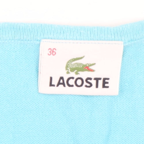 Lacoste Men Blue V-Neck Cotton Pullover Jumper Size S